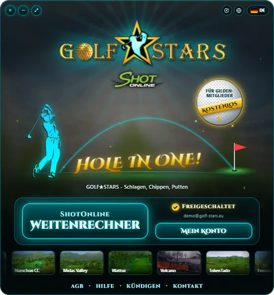 Ventana de inicio de la app para Windows de la calculadora de distancia ShotOnline